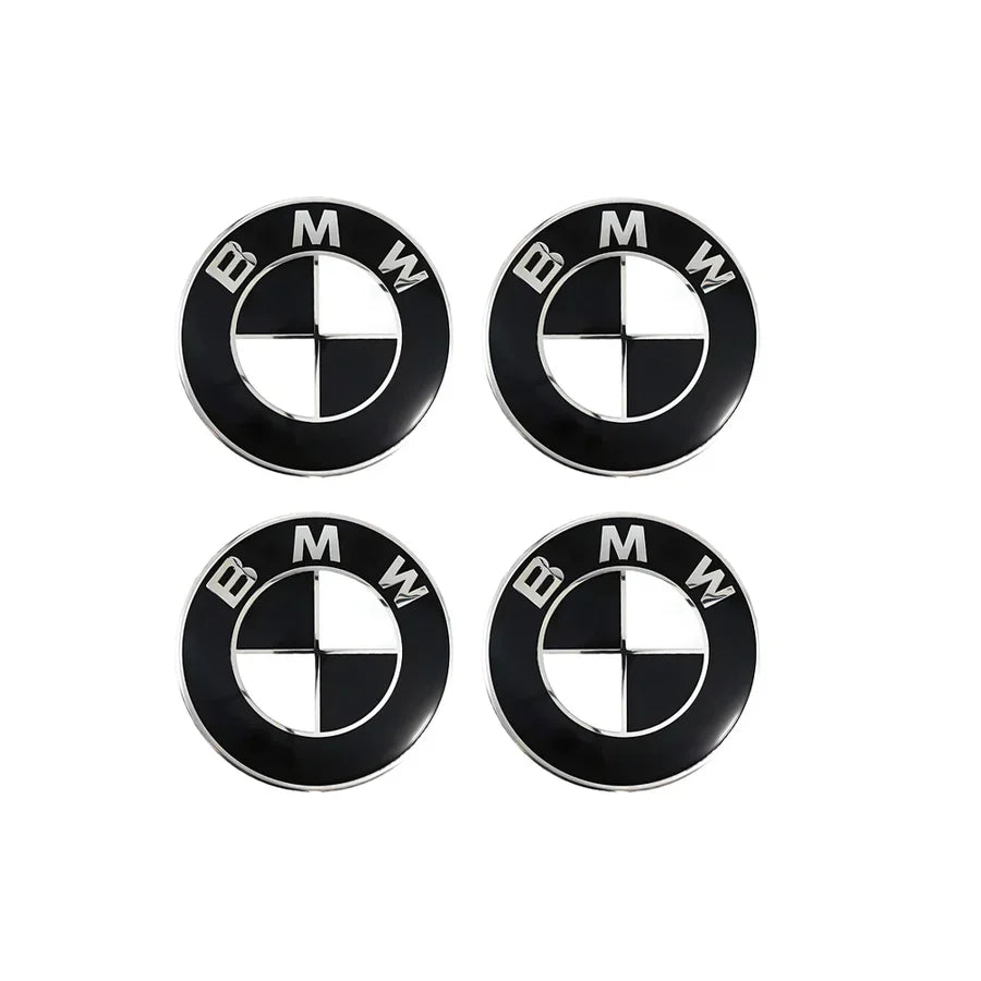 BMW Floating Wheel Centre Caps Set - Classic Black & White