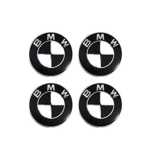 BMW Floating Wheel Centre Caps Set - Classic Black & White