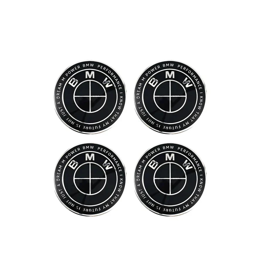 BMW Floating Wheel Centre Cap Set - 50th Anniversary Full Black
