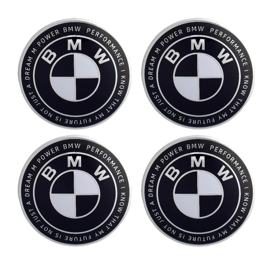 BMW 50TH ANNIVERSARY EMBLEM BADGES - BLACK & WHITE