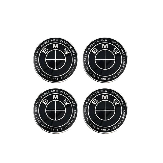 BMW Floating Wheel Centre Cap Set - 50th Anniversary Full Black