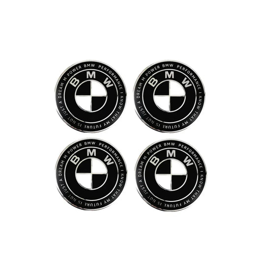 BMW Floating Wheel Centre Cap Set - 50th Anniversary Black & White